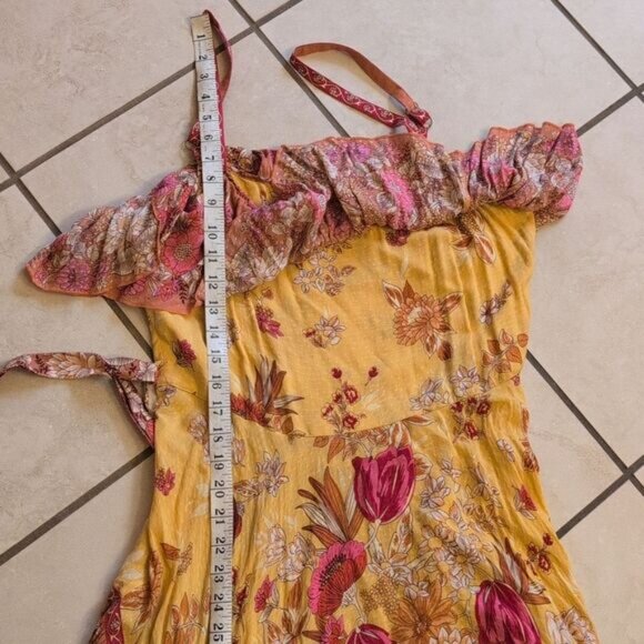 Spell And The Gypsy Siren Song Dress Yellow Flamingo Print Ruffle Size L - Picture 11 of 15